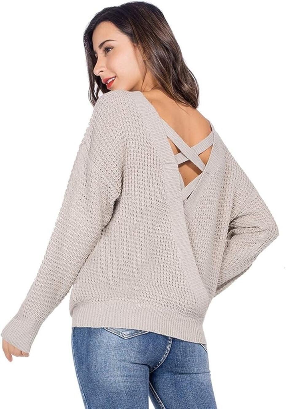 Women’s XL Criss Cross Back Loose Knit Pullover Sweater